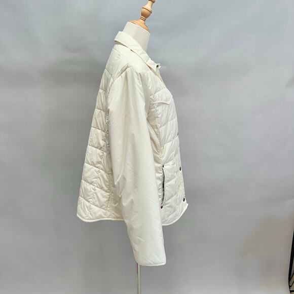 Woolrich Moccasin ivory quilted puffer chore jacket size Women's Large shacket - Picture 8 of 14